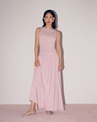 Strick-Maxikleid mit tiefer Taille