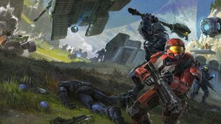 best Halo games: A group of Spartans fighting the Covernant, one of the Sparts wears red armor