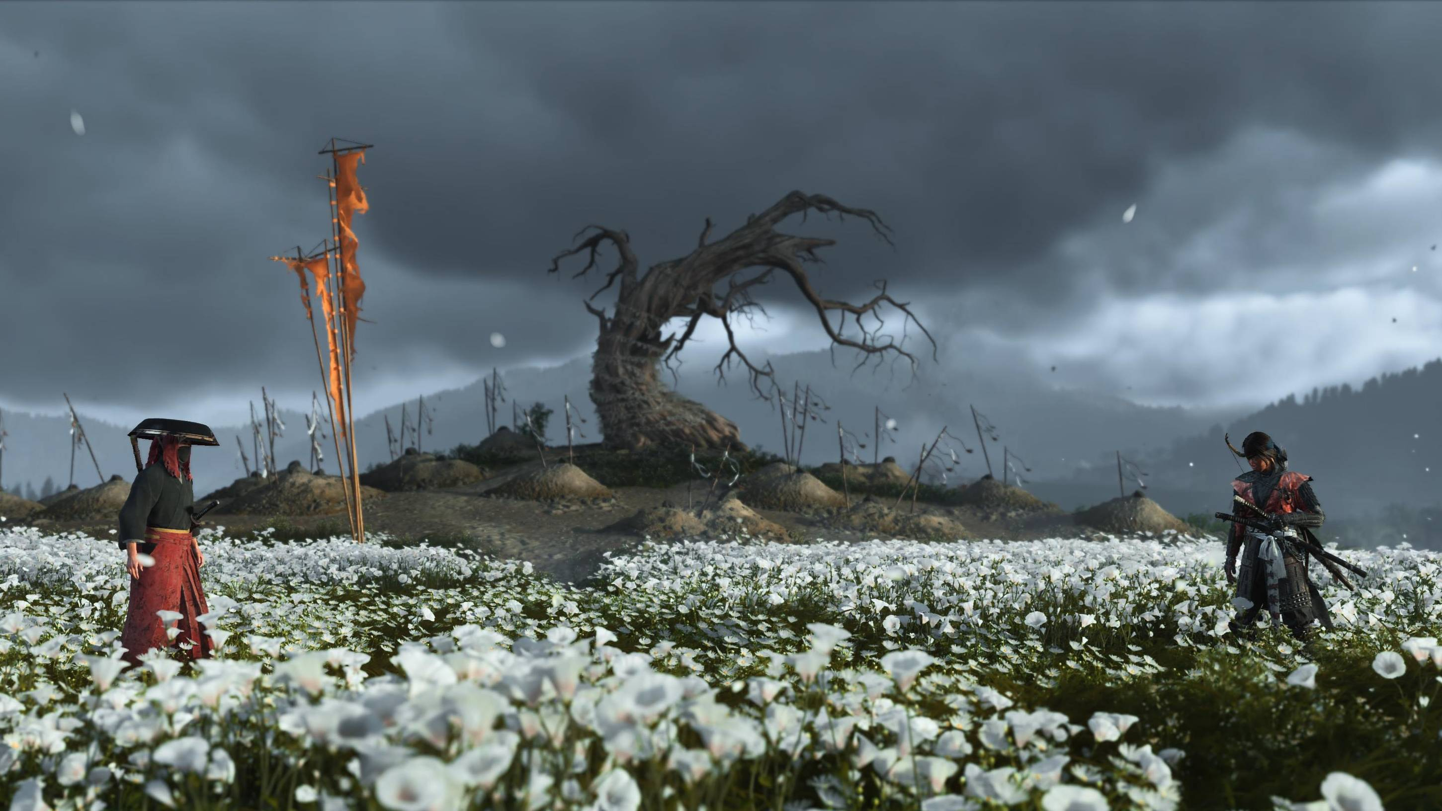 A screenshot of a standoff in Ghost of Yotei