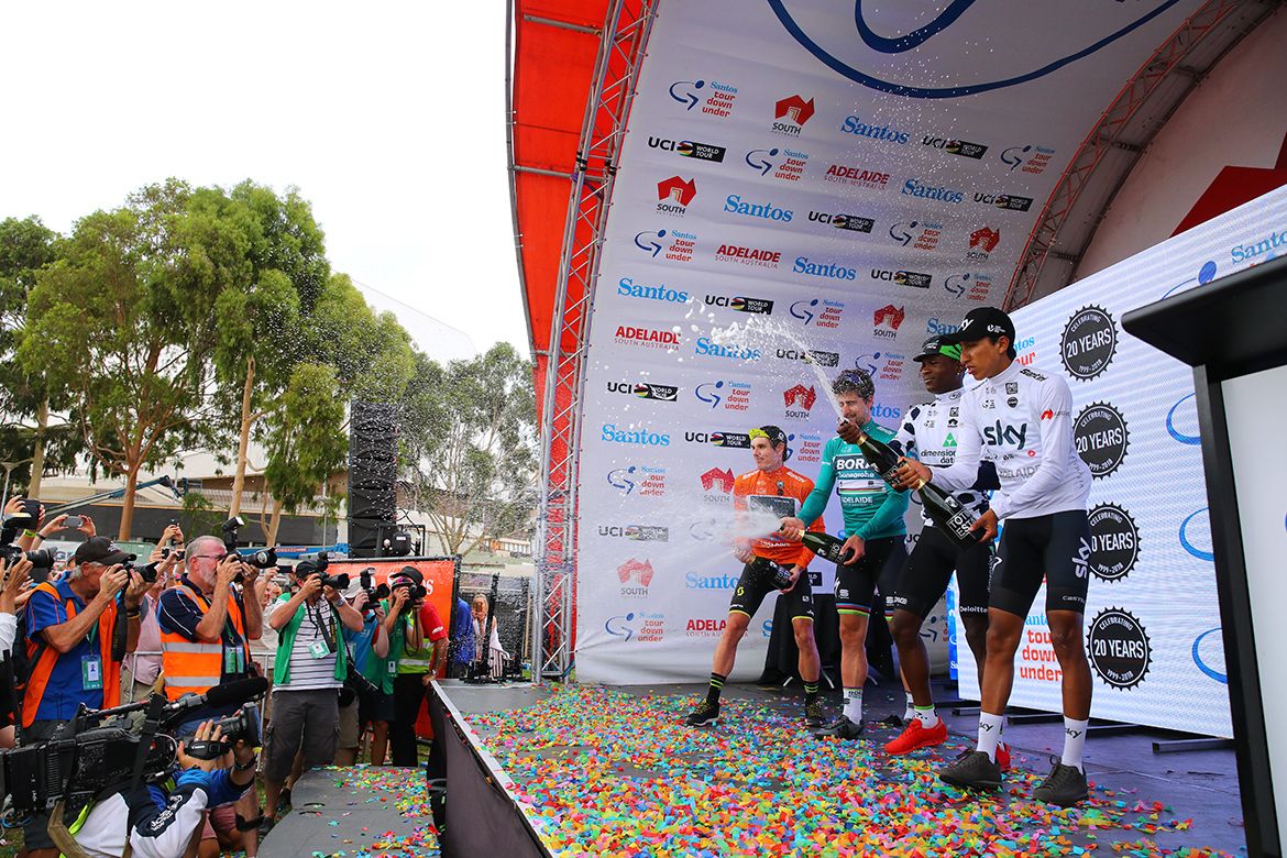 Champagne time on the podium
