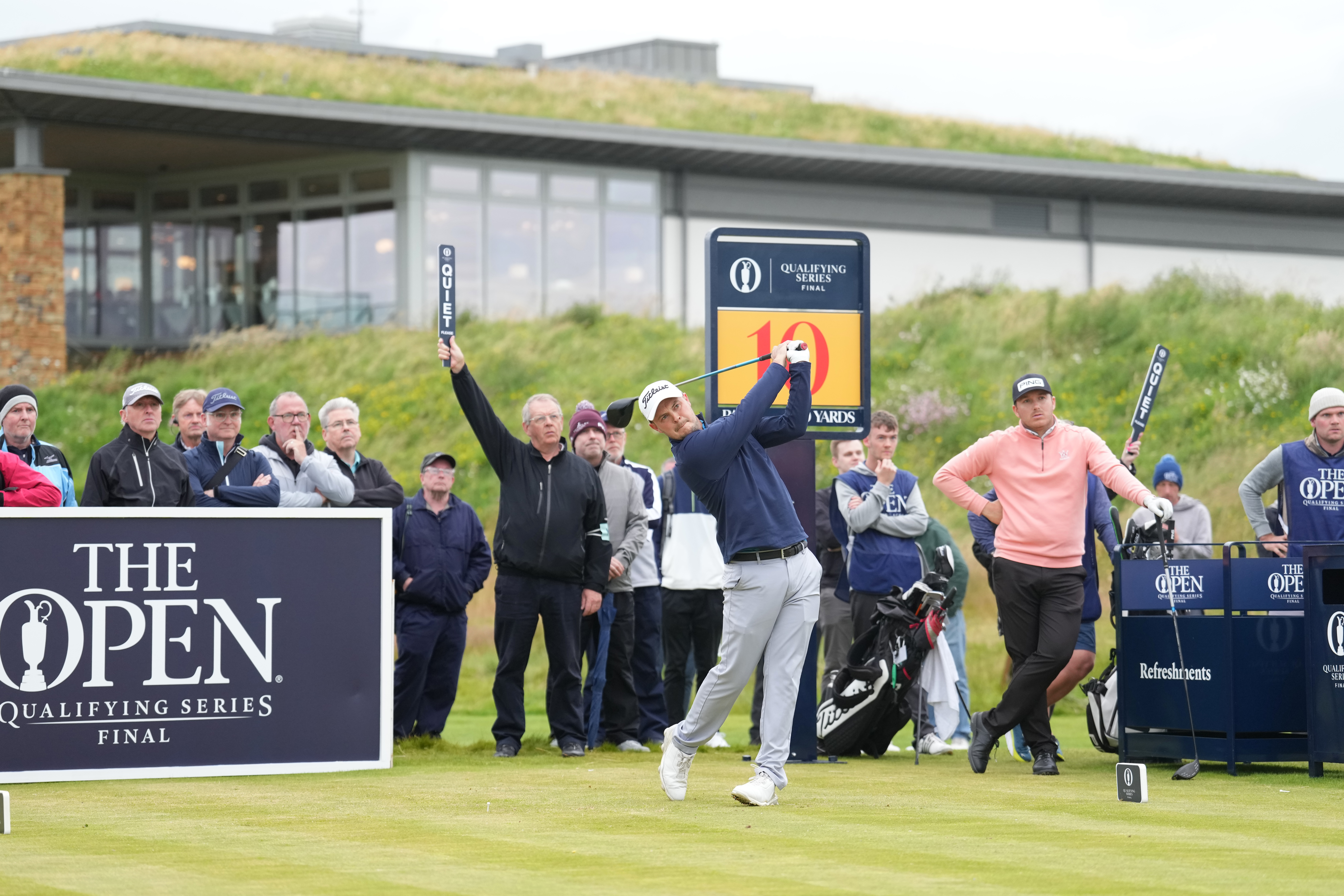 Jack McDonald hits a tee shot at Open Qualifying