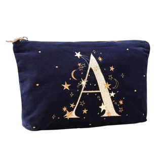 christmas gifts for her - velvet pouch with large A and star embroidered design