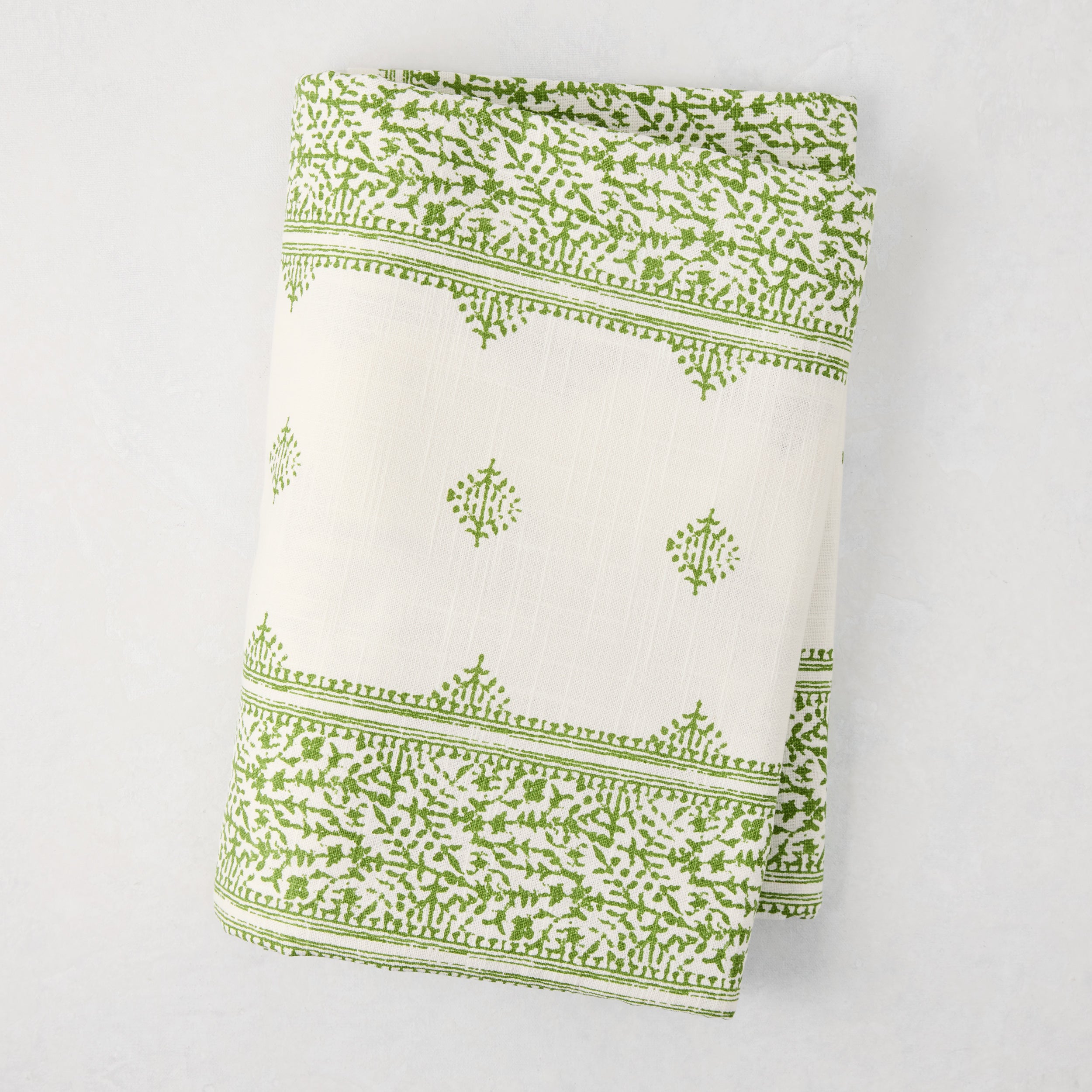 Peter Dunham + Hudson Grace Green Fez Stripe Printed Tablecloth - Hudson Grace