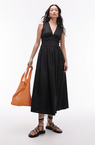 Sleeveless Poplin Midi Dress