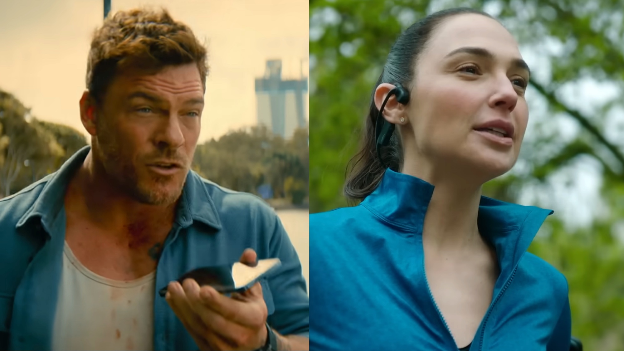 Alan Ritchson in Runner and Gal Gadot in The Runner side by side. 