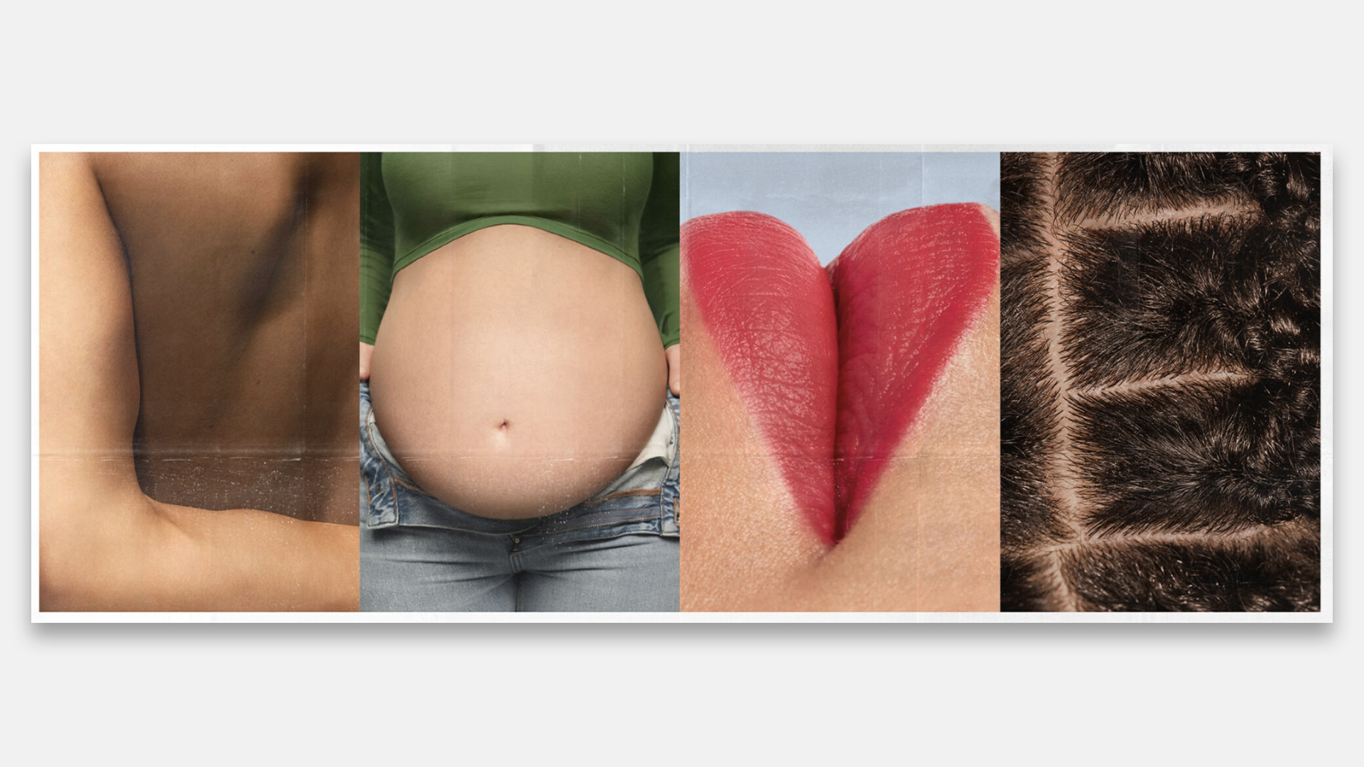 Holland and Barrett's font made of body parts, spelling out the word 'LOVE'