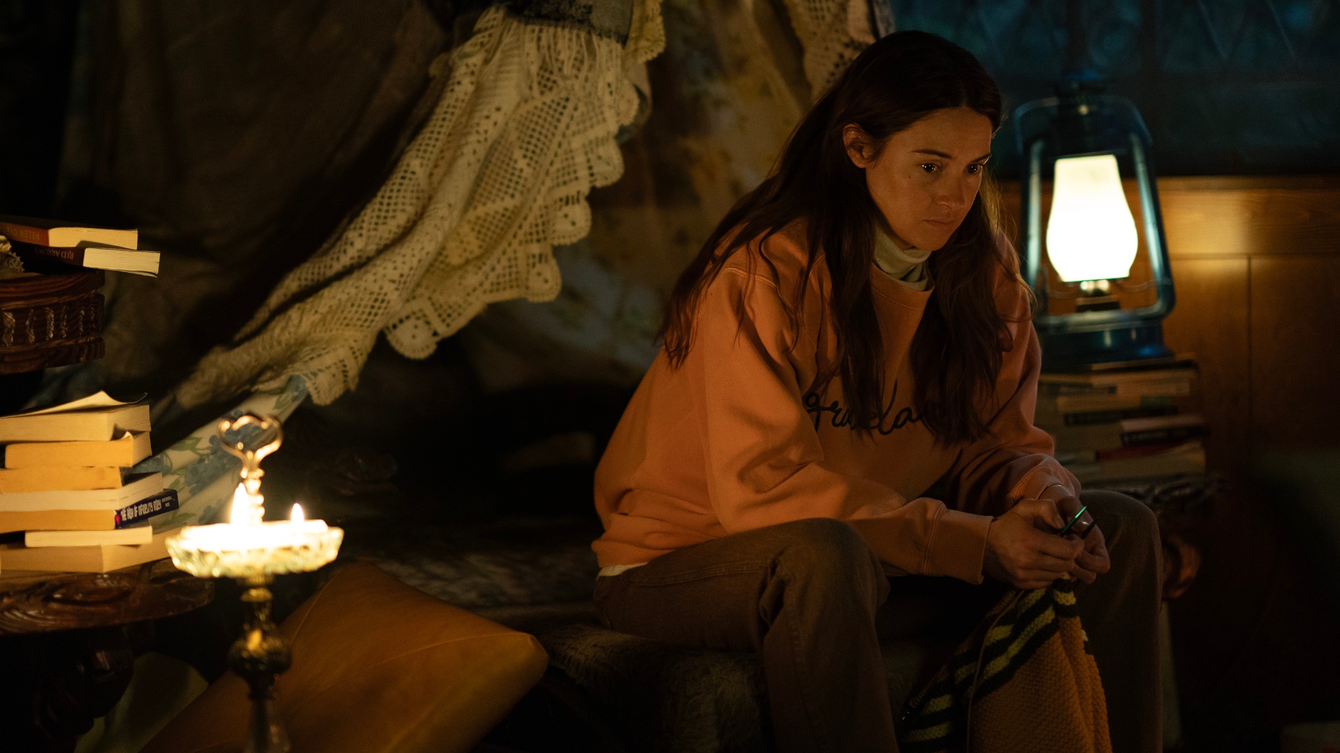 Shailene Woodley holds something in her hands in Paradise season 2
