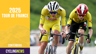 PLATEAU DU MONT-CENIS, FRANCE - JUNE 15: (L-R) Tadej Pogacar of Slovenia and UAE Team Emirates - XRG - Yellow leader jersey and Jonas Vingegaard of Denmark and Team Visma | Lease a Bike compete in the chase group during the 77th Criterium du Dauphine 2025, Stage 8 a 133.3km stage from Val-d'Arc to Plateau du Mont-Cenis 2095m / #UCIWT / on June 15, 2025 in Plateau du Mont-Cenis, France. (Photo by Dario Belingheri/Getty Images)