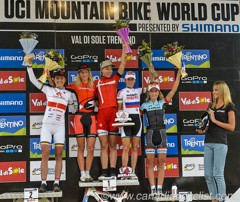Women podium: Maja Wloszczowska, Jolanda Neff, Annika Langvad, Irina Kalentyeva, Emily Batty