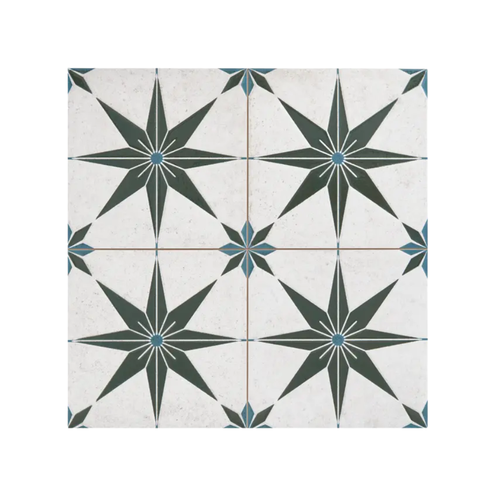 White tile with four green stars