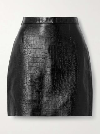 Serena Croc-Effect Leather Mini Skirt