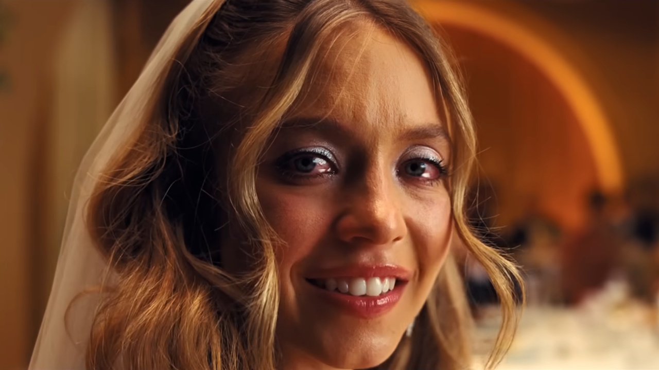 Sydney Sweeney's Cassie smiles with tears in her eyes in the preview for Euphoria Season 3 Episode 3. 