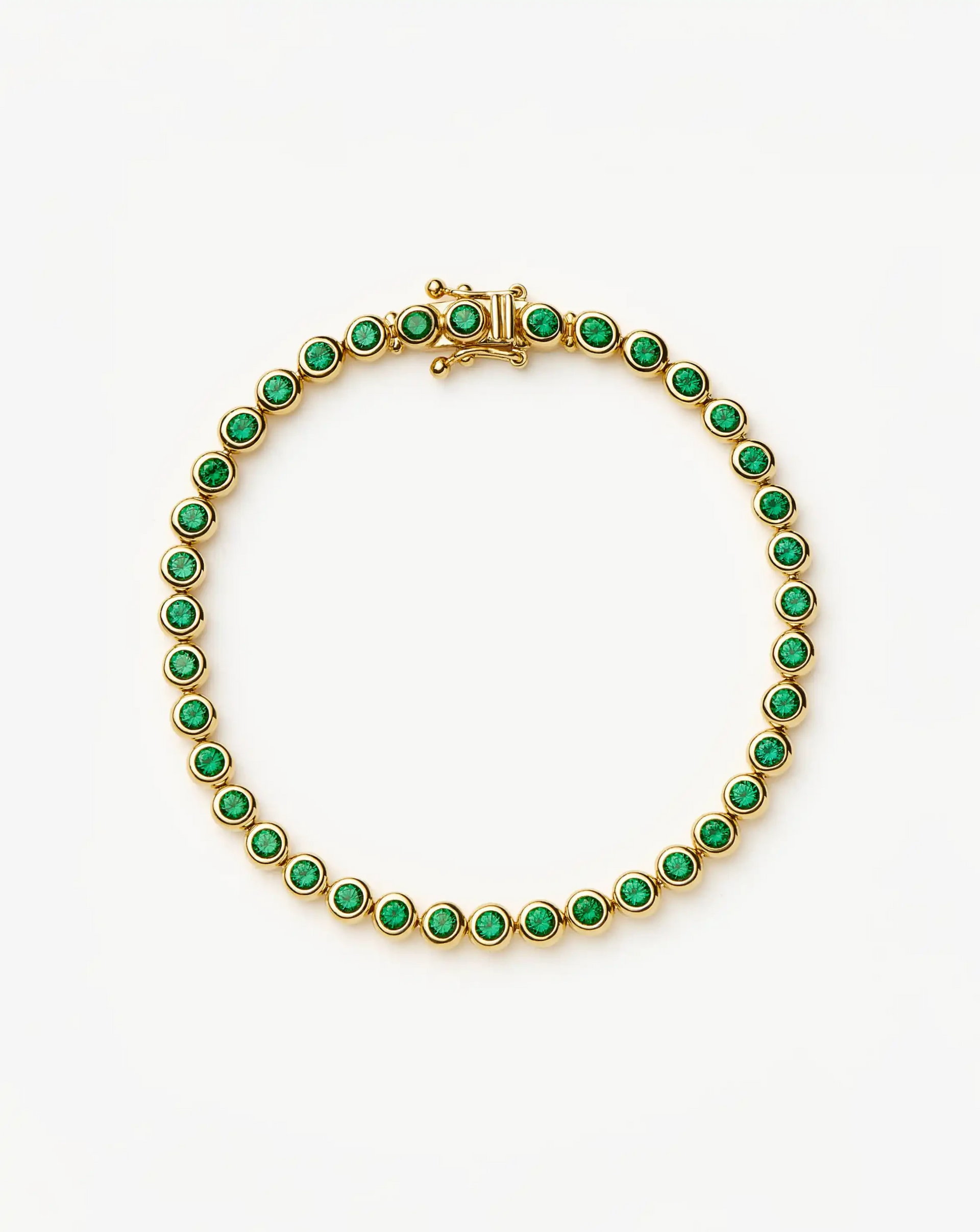 Tennis Round Bracelet | 18ct Gold Vermeil/emerald Green Nano-Crystal - 18ct Gold Vermeil/emerald Green Nano-Crystal / S