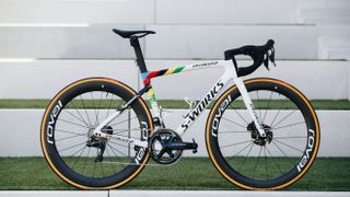 Tarmac SL7 gets rainbow stripes along the triangle junctions for the world champions' 