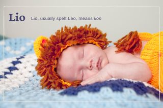 unique baby names illustrated with an image of a baby wearing a lion costume