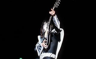 Ace Frehley performs onstage with Kiss on July 24, 1979 in Los Angeles, California