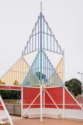 colourful pavilion called walk up avenue by new practice