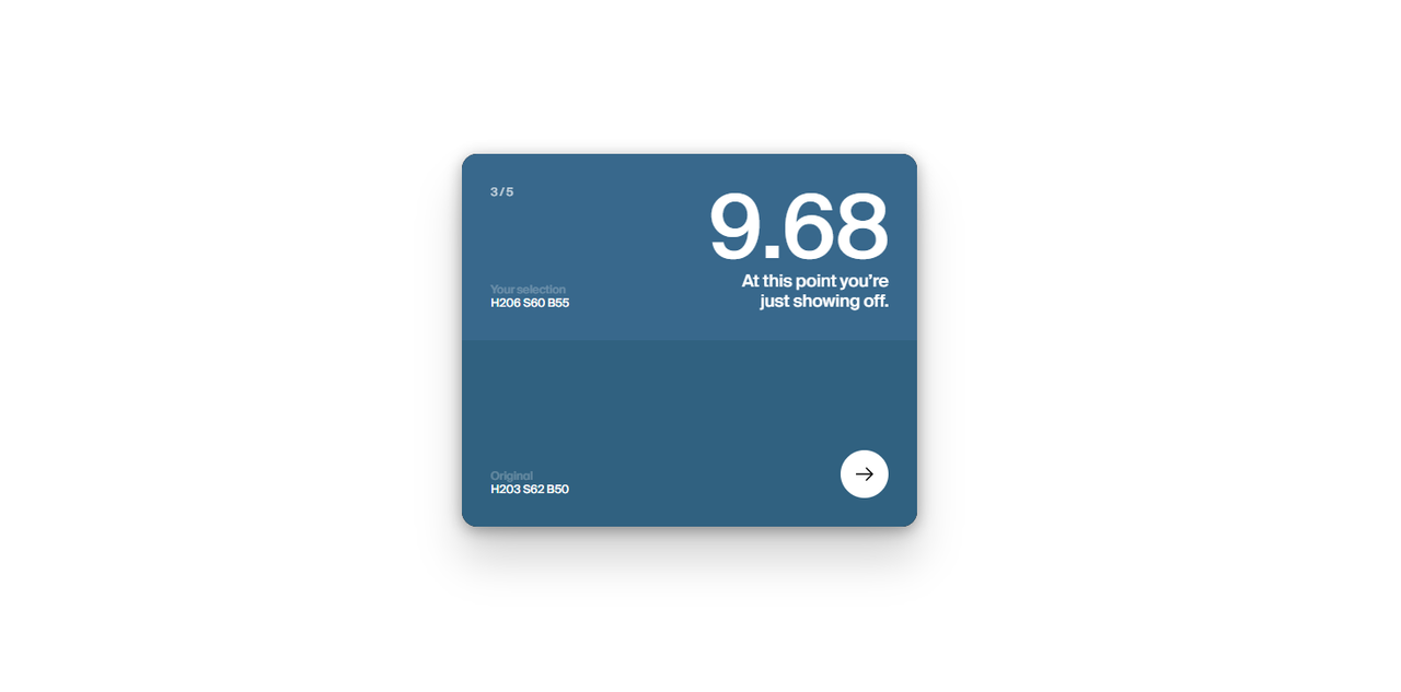 Dialed.gg colour test panels