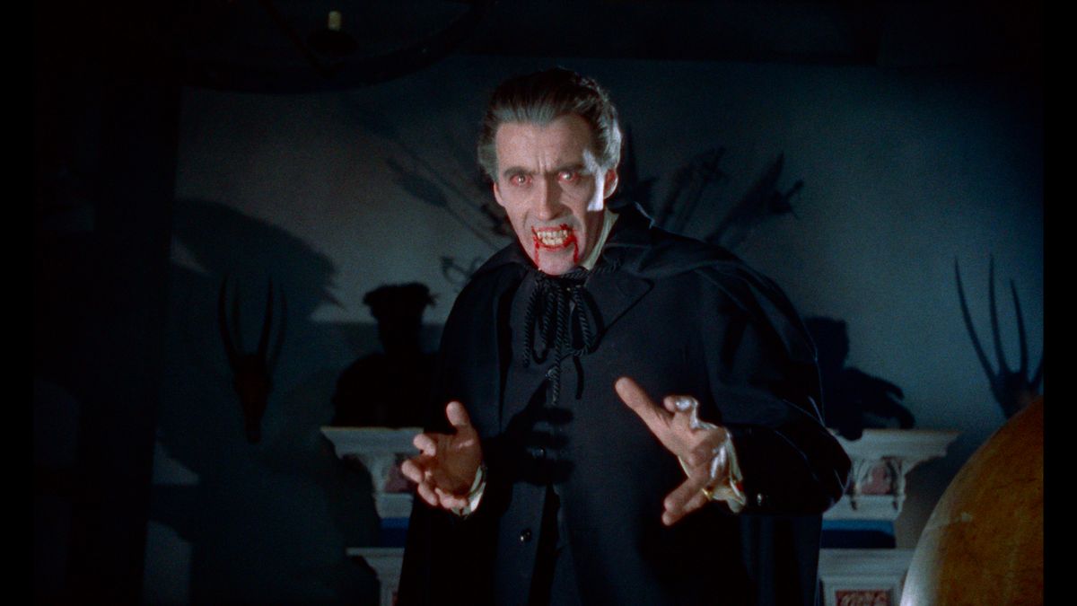 A still showing Christopher Lee in the 2026 4K restoration of Dracula by Hammer Films