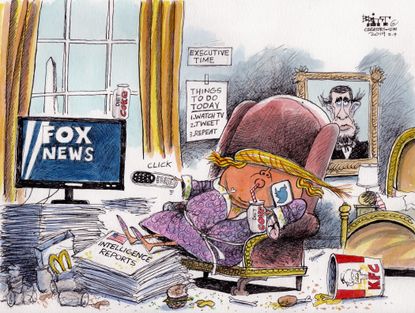 Political Cartoon U.S. Trump Lazy Executive time