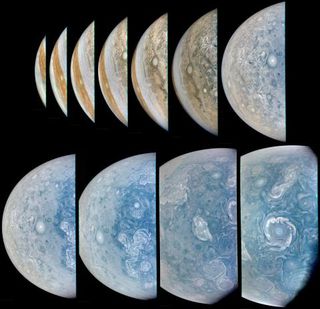 slices of jupiter are seen in two rows.