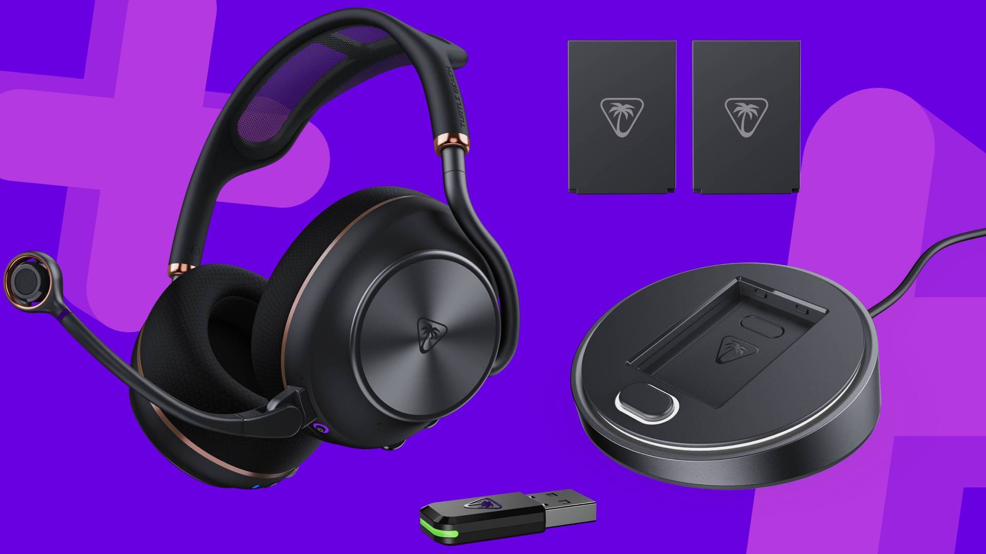Image of the Turtle Beach Stealth Pro II wireless headset on a purple GamesRadar+ background.