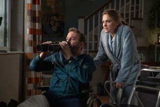 a still of Sally Bretton and on-screen husband Lee Mack in Not Going Out