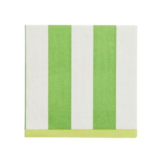 White and green striped paper napkins, meant to look like a beach towel