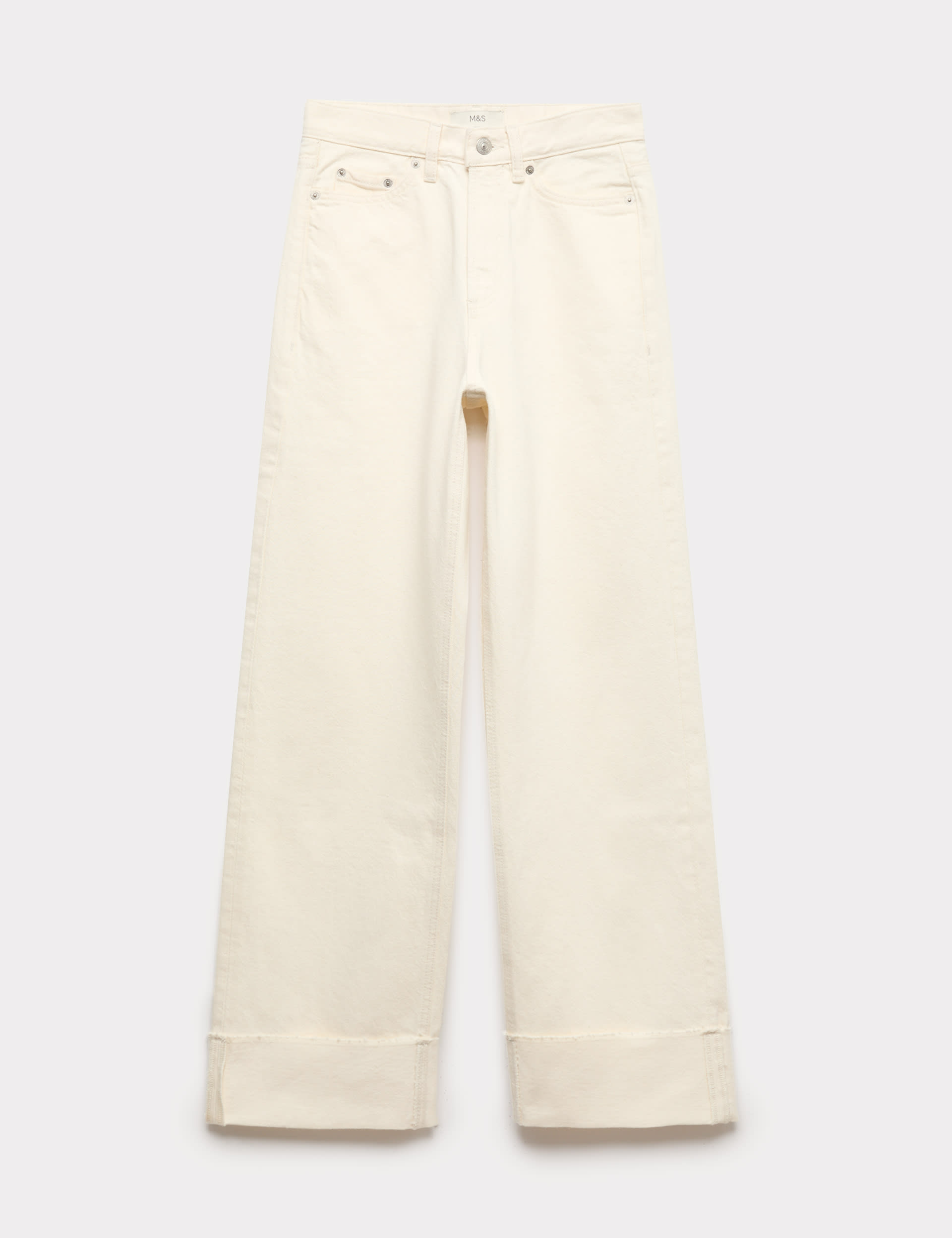 High Waisted Wide Leg Turn Up Jeans