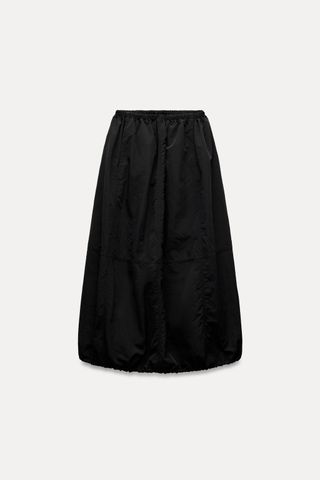 Nylon Balloon Midi Skirt