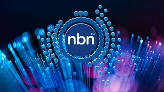 NBN logo imposed over an image of fibre optics