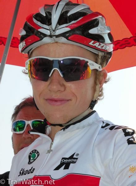 Mathias Fluckiger (Switzerland) seems pretty relaxed at the starting line