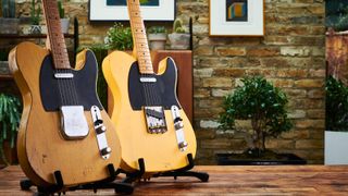 Two vintage Telecasters on a table