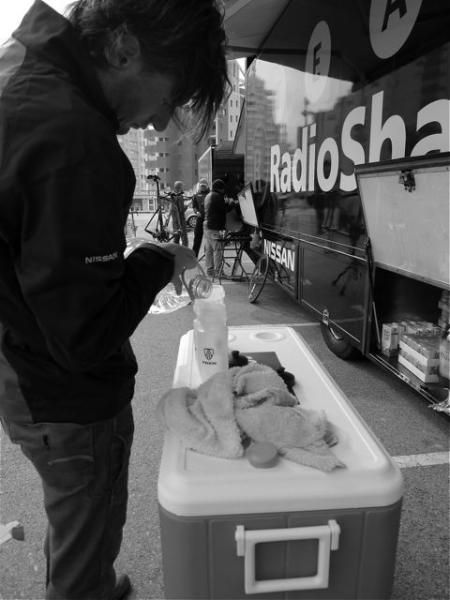 Elvio making drinks ahead of a short ride for some of the keener riders