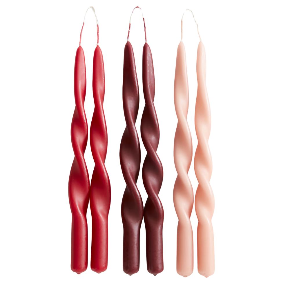 Red 6-pack Spiral Taper Candles