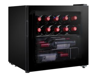 Image of ESSENTIALS CWC15B20 Wine Cooler with bottles of red wine inside