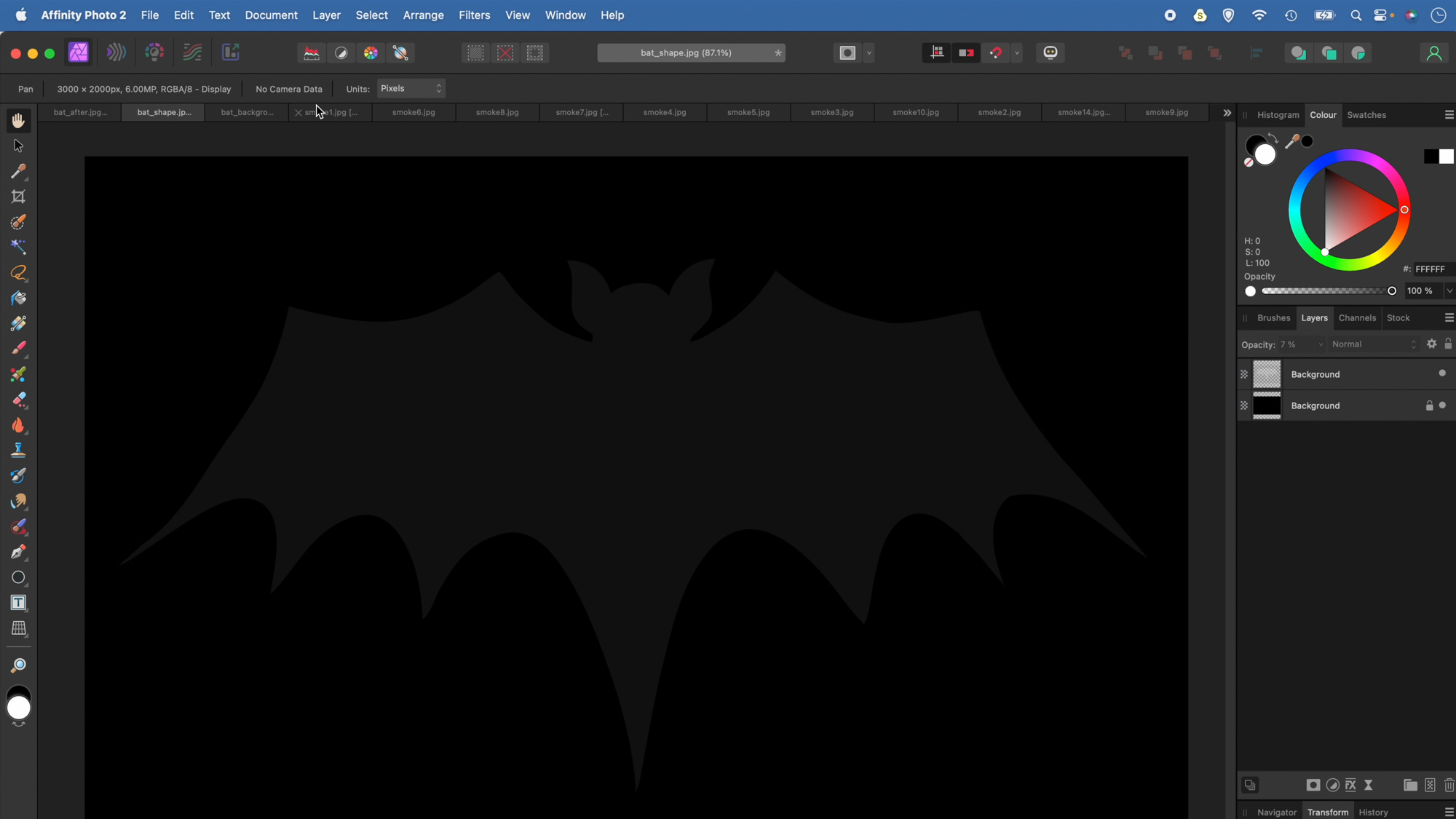 The first step is to download your free start files and prepare the bat shape in Affinity Photo