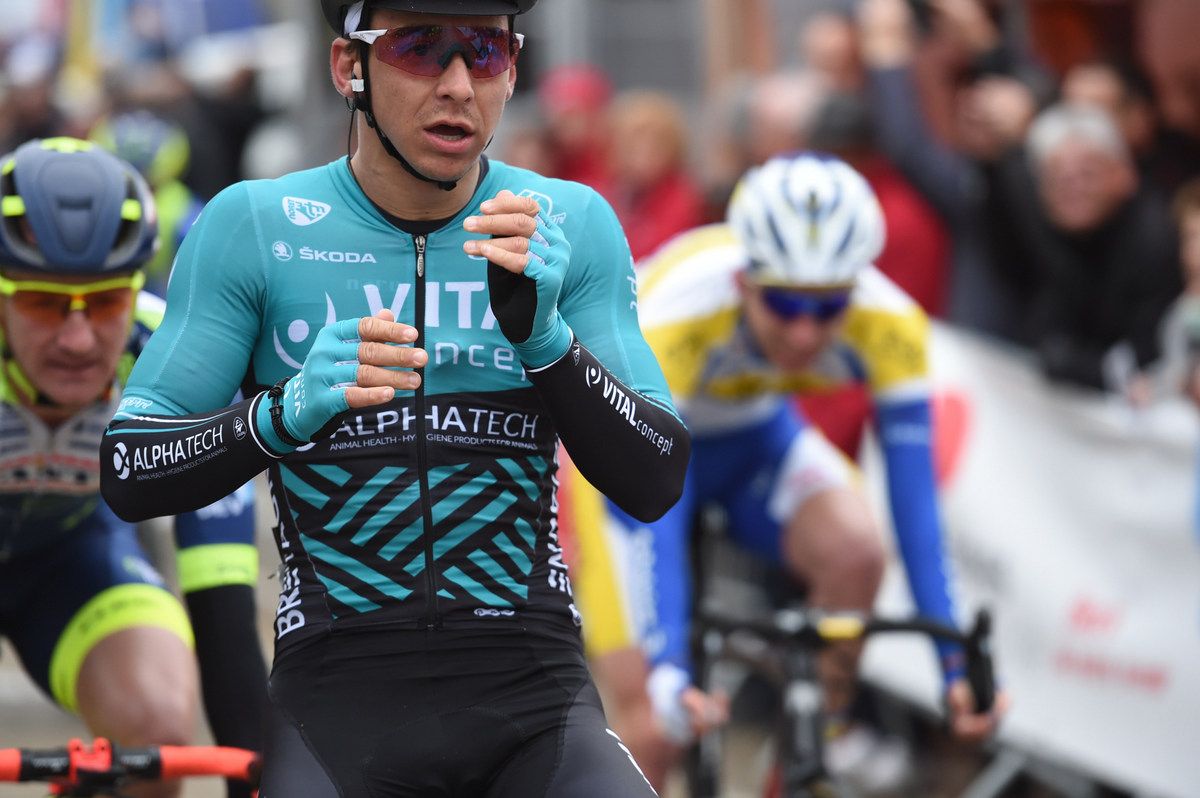 Bryan Coquard (Vital Concept) realises he's celebrated too soon