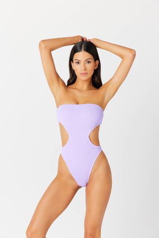 purple cutout bathing suit