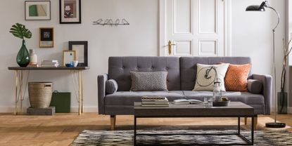 A living room furnished with Wayfair furniture
