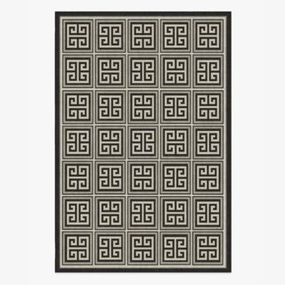 black and white patterned rug