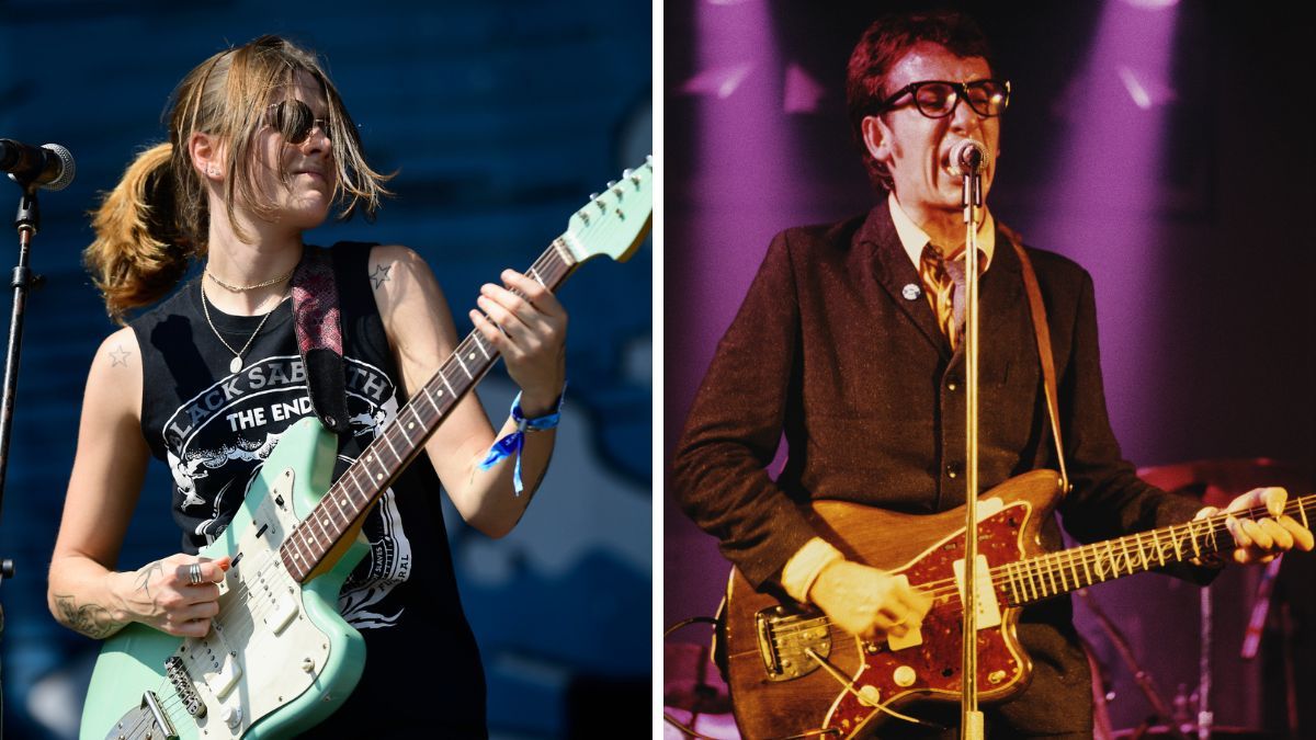 Left-Rebecca Lovell of Larkin Poe performs during Pilgrimage Music &amp; Cultural Festival on September 24, 2017 in Franklin, Tennessee; Right-British musician and singer-songwriter Elvis Costello, 1981