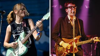 Left-Rebecca Lovell of Larkin Poe performs during Pilgrimage Music &amp; Cultural Festival on September 24, 2017 in Franklin, Tennessee; Right-British musician and singer-songwriter Elvis Costello, 1981