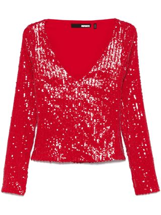 Rotate Birger Christensen, V-Neck Sequin Top