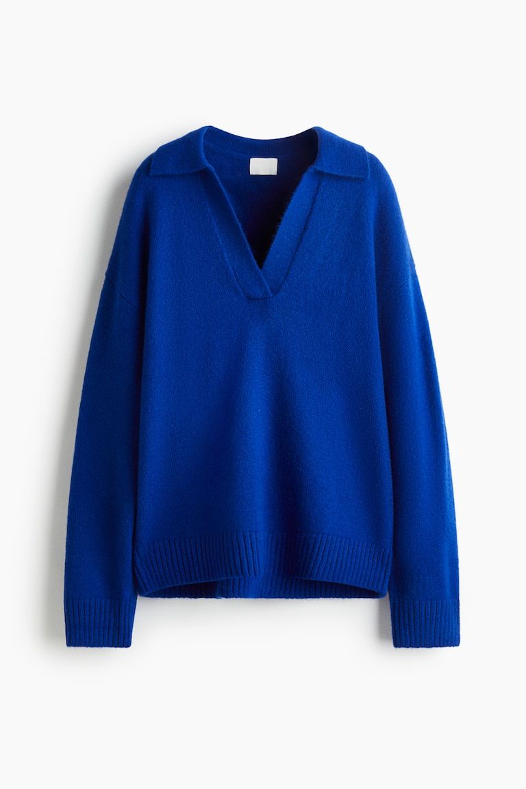 Fine-Knit Collared Sweater