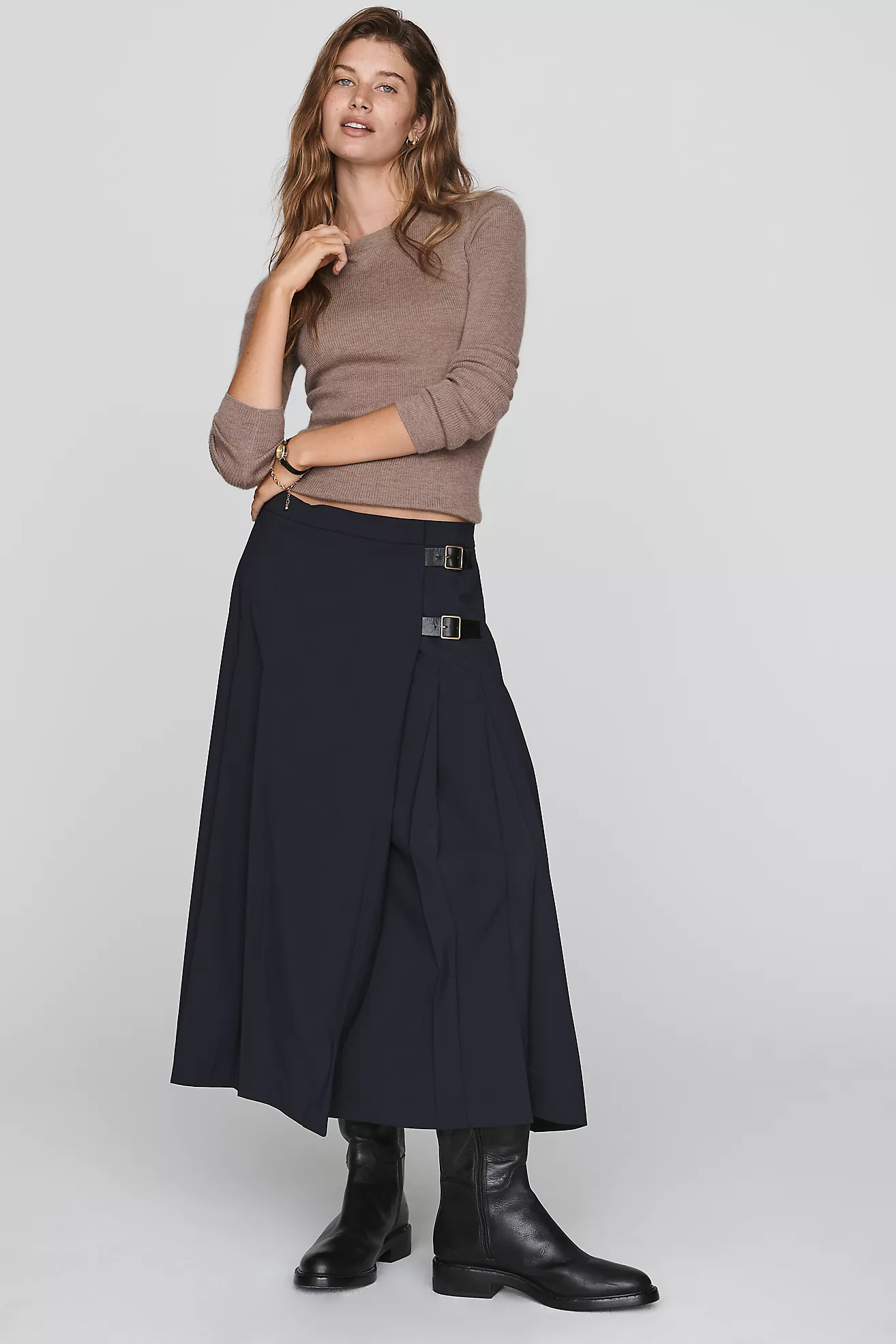 Barbour Delilah Drop-Waist Midi Skirt