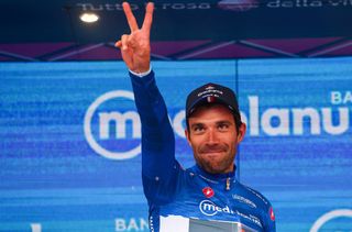 Thibaut Pinot on the podium at the Giro d'Italia