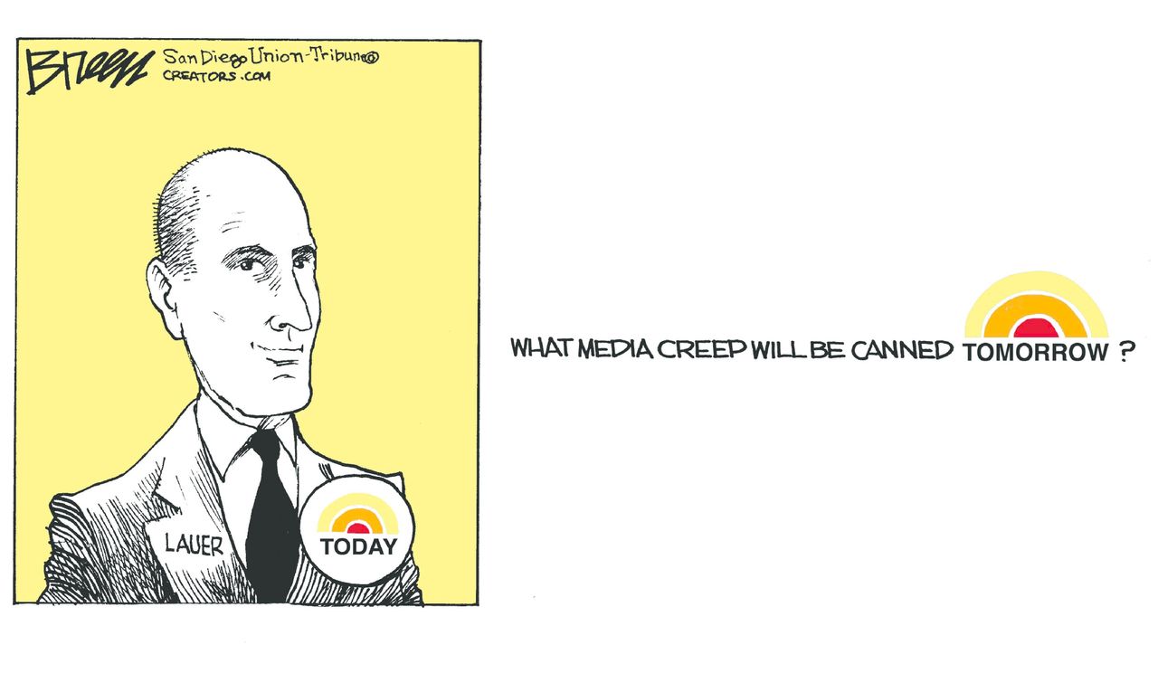 Political cartoon U.S. media Matt Lauer sexual harassment