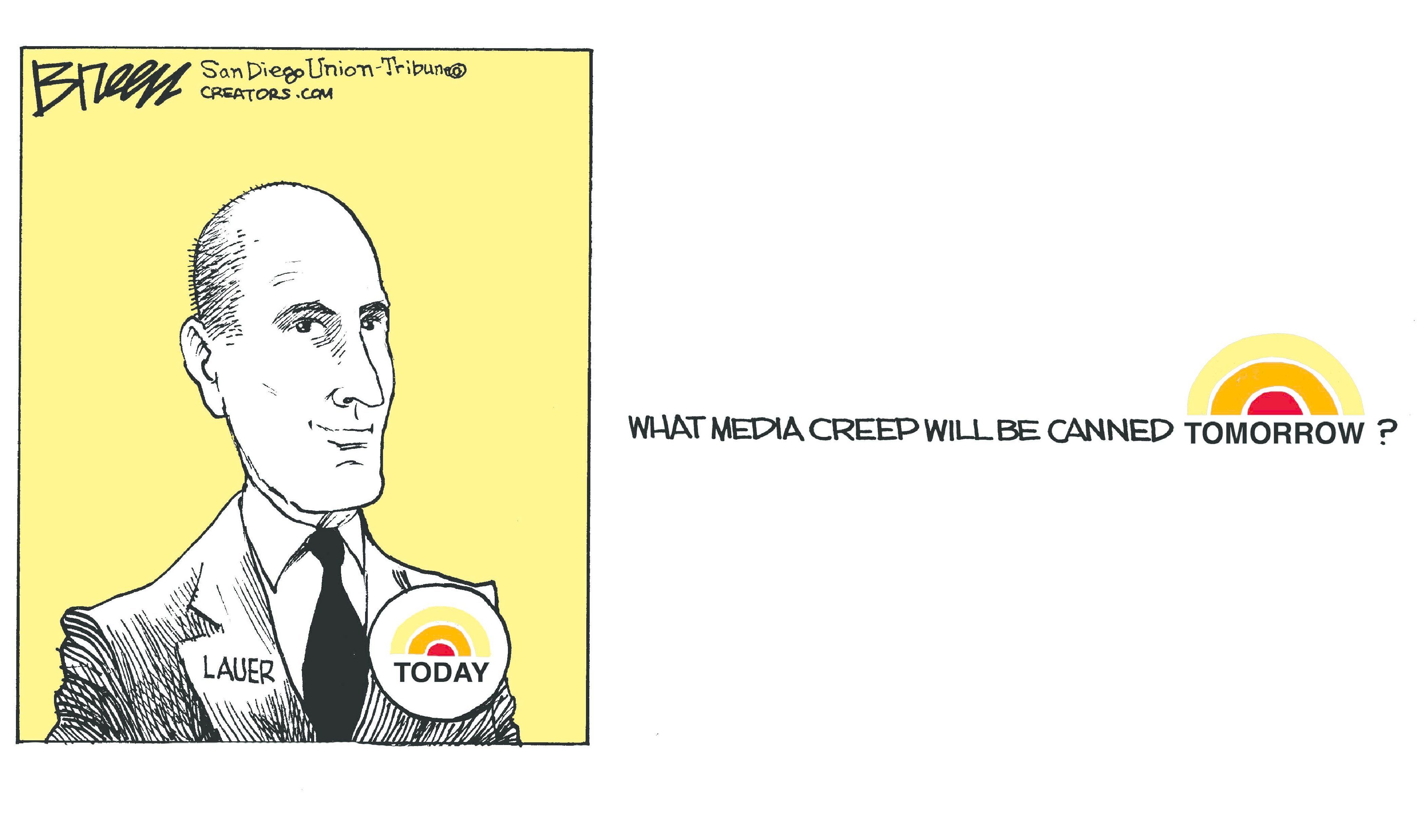 Political cartoon U.S. media Matt Lauer sexual harassment