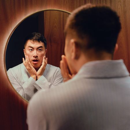 Est&eacute;e Lauder "Guilty As Skin" Campaign image of Bowen Yang 